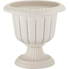OEM Ayaklı Deliksiz Plastik Nergis Saksı (2 Adet, 25 Litre, 48CM, Kirli Beyaz)
