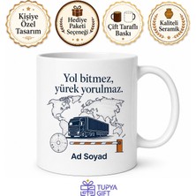Tupya Gift Tırıyla Kıtaları Aşan Şoföre Sınır Kapısı Takograf Kahve Kupası Hediye Bardak