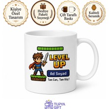 Tupya Gift Oyun Dünyası Piksel Karakter Level Up Can Barı Tam Dolu Kupa Bardak Hediye