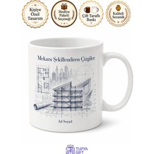 Tupya Gift Mimarlık Kitapları Şehir Planı Bina Kesiti Modern Çizgiler Kupa Bardak Hediye