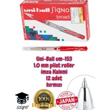 Özkaya Store Signo Broad UM-153 1.0 mm Pilot Roller Imza Kalemi, Kırmızı, 12 Adet