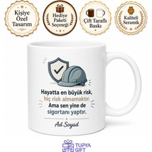 Tupya Gift Garantici Arkadaşa Çift Dikiş Sağlamcı Risk Sevmeyen Kupa Bardak Hediye