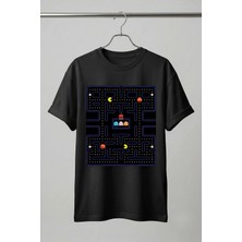 La Bjorn Oversize Unisex Siyah Pac-Man Atari Oyunu Baskılı Retro Tişört