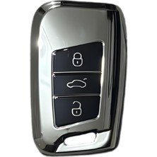 Özkaya Store Autohan Keys Volkswagen Passat B8 Uyumlu Akıllı Anahtar Kumanda Kabı Kılıfı, Nano Krom Siyah Renk