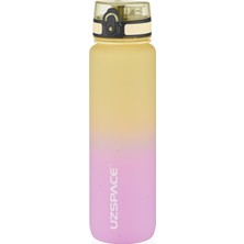 OEM Uzspace 1000ML Çift Renkli Sızdırmaz Bpa Içermez Kilitlenebilir Kapaklı Motivasyonel Tritan Su Matarası (Sarı-Lila)