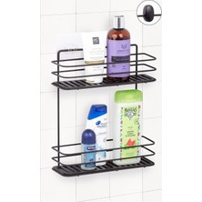 Ayrex Sas Haus Ömür Boyu Paslanmaz Yapışkanlı Banyo Düzenleyici Şampuanlık 2 Katlı Duş Raf