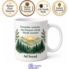 Tupya Gift Orman Koruma Memuruna Yeşil Vatan Bekçisi Çam Kokulu Doğa Kupası Hediye Bardak