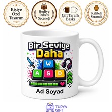 Tupya Gift Oyuncu Gamer Klavye Tuşları Can Barı Seviye Atlayan Kupa Bardak Hediye