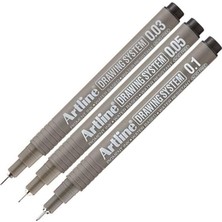 OEM Teknik Çizim Kalemi 0.03-0.05 - 0.1 mm Siyah 3 Lü Set Artline Drawing Teknik Çizim Kalemi