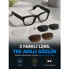 Svoria Store Siyah Akıllı Kamera Gözlüğü Fotoğraf Video Çekimli Bluetooth Aramalı Aı Destekli 3 Değişt