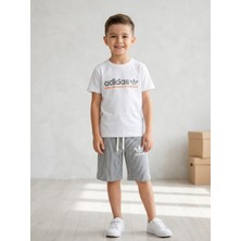 Moda Rüyası Çocuk Çizgili Şortlu Takım Cotton Pamuklu Erkek Çocuk Yazlık Alt Üst Takım