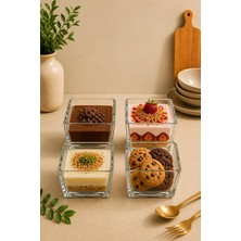 OEM 4 Adet Viana Çok Amaçlı Kare Magnolia Cup Tatlı Çerez Dondurma Kasesi 8x8 cm