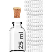 Özkaya Store Afracam Şeffaf 25 ml / 25 cc Mantar Tıpalı Boş Cam Şişe 115 Adet