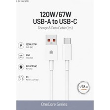 Özkaya Store 120W/67W Usb-A To Usb-C Hızlı Şarj ve Data Kablosu 1m Beyaz