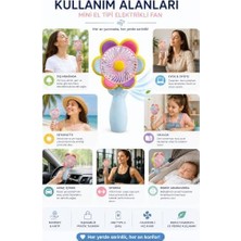 TeknoKapsül Mini El Fanı USB Şarjlı Type-C Bağlantılı 3 Kademeli Taşınabilir Elektrikli Fan Masaüstü ve El Tipi Kullanım Renk Serinletici Fan Mavi Pembe Sarı Papatya