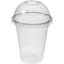 OEM Plastik Milkshake Bardağı 100'LÜ Kapaklı Içecek 350 Cc(Ml) Şeffaf Meşrubat Bardağı Limonata Cup