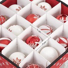TeknoKapsül Saklama Kutuları, 3'lü Set, Katlanır Kutular, Kutu Başına 64 Küçük Bölme, Esnek Ayırma Duvarları, 30,5 x 30,5 x 30,5 Cm, Kırmızı, Kar Tanesi Desenli RFB029R01