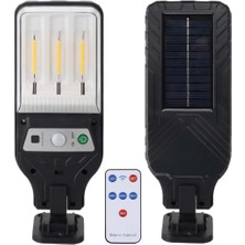 Özkaya Store Panther PT-2980 Solar Duvar Lambası, 3 Cob Led, Hareket Sensörü, Uzaktan Kumanda, Siyah