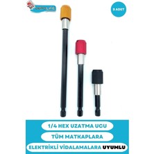 OEM 1/4 Bits Hex Altıgen Uçlu Uzatma Adaptörü Mıknatıslı Vidalama 3lü Set 6 10 15 cm