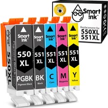 Özkaya Store Uyumlu Yazıcı Kartuşları Canon Pgı 550 Xl Clı 551 Xl Mürekkep Kartuşları, Chip, Canon Pixma MG5450, MX725, MX925, MG6450, MG5550, IX6850, MG5650, IP7250, IP8750 1 Set For Canon PGI-550XL CLI-551XL
