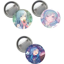 OEM Hatsune Miku Pjsekai Project Sekai Colorful Anime Buton Rozet 3 Adet 37MM Hinomori Shizuku
