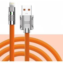 OEM Ios Iphone Ipad Uyumlu Lightning Metal Başlıklı 120W 3.4A Hızlı Şarj Kablosu TURUNCU-AL4387