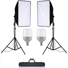 OEM Ikili Softbox Set 50X70 cm Ürün Çekimi Moda Reklam Cast Için Güçlü 50 Wat LED Ampullü Sürekli Işık