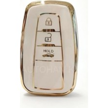 OEM Autohan Keys Lüks Toyota Anahtar Kılıfı, Beyaz Gold, 3 Butonlu, C-Hr Corolla Rav4 Land Cruiser Modelleri Için, Sustasız Nano