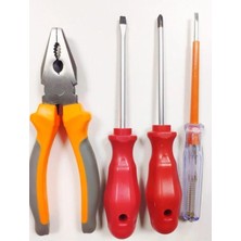 Özkaya Store Profesyonel El Aletleri Seti, 180MM Pense, Yıldız ve Düz Tornavida, Kontrol Kalemi, 4 Parça