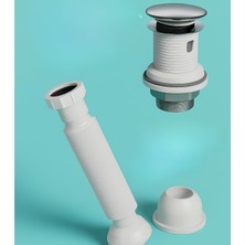 OEM Pop-Up Lavabo Sifon Seti – Körüklü Tahliye ve Adaptör Conta Dahil, Kolay Montaj ve Standart Uyumlu Tasarım