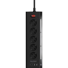 Özkaya Store Akım Korumalı Priz, 5'li Priz Soketi, 5x Fiş Soketi, 2x USB Girişi, 2x Type-C Girişi, Işıklı Gövde, Isıya Dayanıklı Yapı, 2 Metre Kablo Uzunluğu, Aşırı Gerilim Koruyucu Çoğaltıcı (16A/3680W)