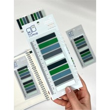 Özkaya Store 10 Renkli Cetvelli Gri ve Yeşil Tonları Indeks Sticker/index/postit/kitap Ayracı/not Kağıdı
