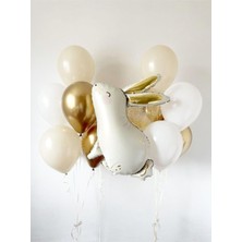 Özkaya Store Woodland Konsept Tavşan Balon Set Sevimli Tavşan Balon Buketi Rabbit Balloon Doğum Günü Balon Set