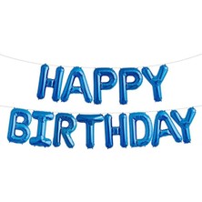 Özkaya Store Happy Birthday Mavi Renk Folyo Balon Seti
