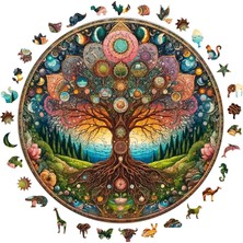 Özkaya Store Ahşap Puzzle Yetişkin - Kozmik Yaşam Ağacı - 252 Parça, 29 x 29 cm - Yapıştırıcı Folyo Dahil - Benzersiz Şekilli Parçalar &amp; Özel Figürler - A1-08