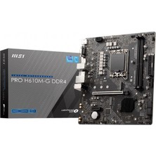MSI Msı Pro H610M-G Ddr4 3200MHZ 1xvga 1xhdmı 1xdp 1xm.2 USB 3.2 Matx 1700P (12. / 13. ve 14. Nesil Işle