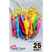 OEM Ipli Balon 25'li Lastikli Zıpzıp Balon Punch Panç Büyük Boy Renkli