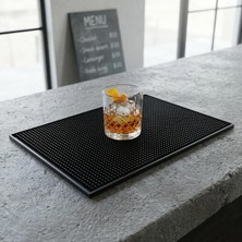 Brf Store Irmakxx Deconox Lüx Bar Matı 43X28 cm Kaymaz Siyah Kauçuk Bar ve Bulaşık Matı - Dayanıklı Dökülme ve