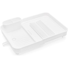 Özkaya Store Açılır Kapanır Bulaşıklık Tabaklık, Su Tahliye Oluklu ve Çatal Bıçak Kurutmalıklı-Modern Tasarım Plastik (Beyaz)