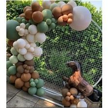 Özkaya Store Küf Yeşili-Ten-Çikolata Kahve Renk Balon Zinciri 50 Adet+5 mt Balon Zinciri