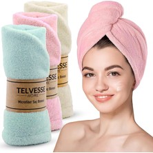 Özkaya Store Mikrofiber Saç Havlusu Süper Emici Hızlı Kuruyan Türban Saç Havlusu Şapkası – Uzun Kıvırcık Kalın Saçlar Için Duş Saç Kurutma Havlusu, Plaj Havuz Banyo Kullanım (3lü Pembe + Krem + Turkuaz)