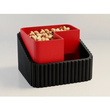 Brf Store Irmakxx Fıstık Kasesi – 3D Baskı Çift Hazneli Kabuk Ayırıcı Sunum Kasesi - Siyah Kırmızı