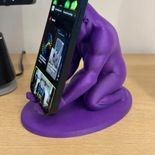 Brf Store Irmakxx Goril Telefon Tutucu – 3D Baskı Kaslı Goril Masaüstü Telefon Standı-Mor