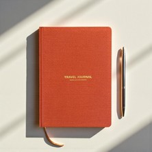 OEM Travel Journal – Sert Kapaklı Seyahat Günlüğü, A5 Boyutunda, Planlama &amp; Anı Alanı – Anı Defteri (Kiremit)