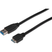 OEM USB 3.0 Bağlantı Kablosu, USB A Erkek - USB Micro B Erkek, 1 Metre, Awg 28, USB 3.0 Uyumlu, Ul, Siy