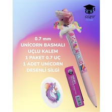 OEM Seyfikirtasiye 0.7 mm Unicorn Basmali Uçlu Kalem, Pembe, Silgi Hediyeli