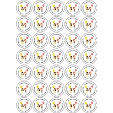 Özkaya Store Iyi Bayramlar Sticker, Bayram Tebrik Stickerı, 350 Adet (10 Sayfa) Tek Ebat
