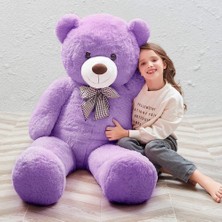 OEM Peluş 120 cm Papyonlu Sevimli Ayı - Sevgiliye Özel Hediye Lila