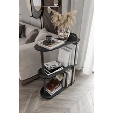 Özkaya Store Modern Yan Sehpa Kitaplık | 3 Katlı Dekoratif Raf Ünitesi | Şık Siyah Renk, Dayanıklı Ahşap Tasarım | Oturma Odası, Yatak Odası ve Ofis Için Çok Amaçlı