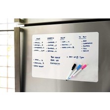 OEM Dünya Magnet Magnetli Kalemli Buzdolabı Notluk 50X60 cm - Magnet Planlayıcı Buzdolabı Not Panosu + 2 Kalem